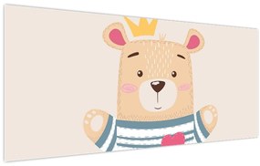 Tablou - Teddy ursuleț cu coroană (120x50 cm)
