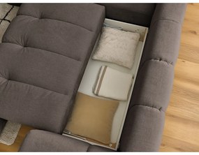 Colțar taupe extensibil/cu spațiu de depozitare (cu colț pe partea stângă/în formă de ”L”) Fuji – Bobochic Paris