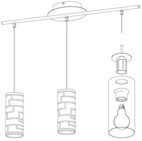 Lustră pe cablu BAYMAN 3xE27/60W/230V Eglo 92563