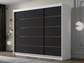 Dulap de haine cu uși culisante Fozzurt VII 250 (Alb + Negru + auriu) . Promo -17%. 1105715