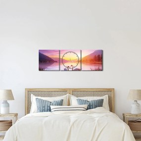 Tablou - Lebăde îndrăgostite (cu ceas) (90x30 cm)