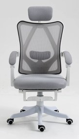 RESIGILAT- Scaun ergonomic, reglabil, tetiera, spatar Mesh, Gri/Alb