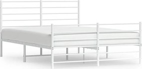 vidaXL Cadru de pat metalic cu tăblie, alb, 120x200 cm