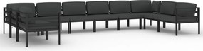 vidaXL Set mobilier de grădină cu perne, 10 piese, antracit, aluminiu