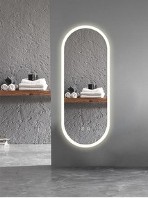 Oglindă baie, Multifuncțională, Iluminare LED Touch, Intensitate reglabila, Sistem Dezaburire, Ceas electronic încorporat, Indicator Temperatura, 100x40 cm