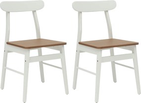 vidaXL Scaun de sufragerie 2 pcs Alb și Natural 43 x 44,5 x 77 cm