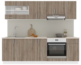 Set haaus V15, Stejar Sonoma Inchis/Alb, Blat Thermo 28 mm, L 240 cm
