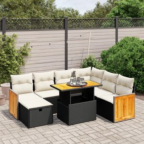 3276262 vidaXL Set mobilier de grădină cu perne, 8 piese, negru, poliratan