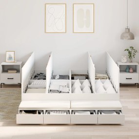 vidaXL Cadru de pat cu depozitare Alb 150x200 cm