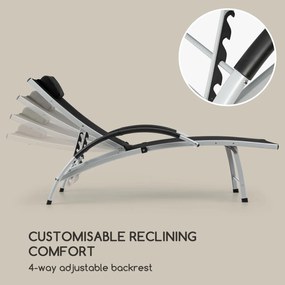 Blumfeldt Sun Valley, șezlong pliabil, pernă, negru