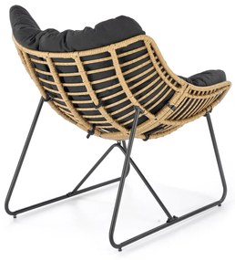 Fotoliu tapitat Whisper natur/negru - H90 cm