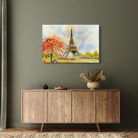 Tablou pictat cu turnul Eiffel (90x60 cm)