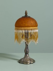 Lampa de masa din zinc , cu abajur din sticla , "Belle Epoque"