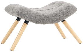 HOMCOM Taburet modern cu husă din fleece și picioare din lemn, tapițat, pentru cameră de zi, dormitor, hol, Gri deschis | Aosom Romania