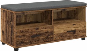 vidaXL Bancă pentru hol cu pernă cu sertar Lemn vechi 100 x 38 x 46 cm