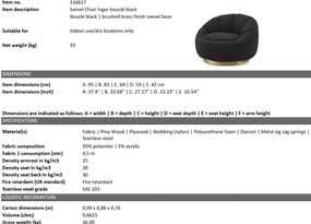 Fotoliu pivotant design elegant Inger, Brisbane black