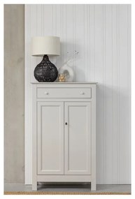 Comodă gri deschis înaltă din lemn de pin cu încuietoare 93x150 cm Eva – WOOOD