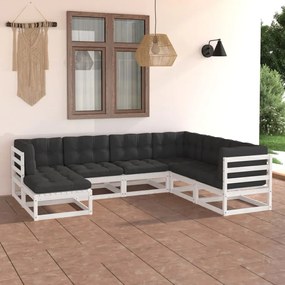 3076755 vidaXL Set mobilier de grădină cu perne, 7 piese, lemn masiv de pin