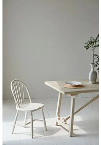 Masa dining din lemn de pin, alb cu aspect antichizat, Lhettie