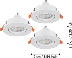 Eglo 902242 - Set 3x spot LED încastrat BARRANCO 1xGU10/4,5W/230V alb