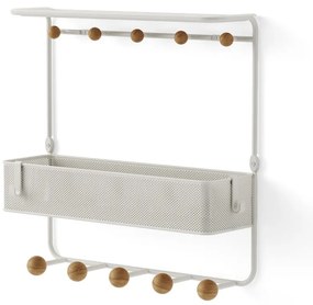 Cuier de perete alb/în culoare naturală cu raft din metal Estique – Umbra