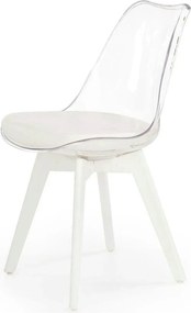 Scaun bucatarie K245, alb/transparent, piele ecologica/policarbonat, 4