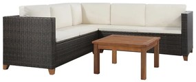 44108 vidaXL Set mobilier de grădină cu perne, 4 piese, maro, poliratan