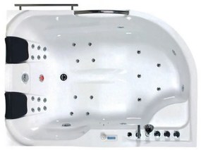 Cadă de baie cu hidromasaj asimetrică Dublo E-Drive, 180x130 cm cu baterie