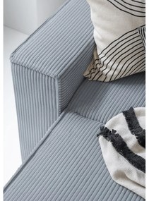 Colțar gri deschis extensibil cu tapițerie din catifea reiată (cu colț pe partea dreaptă/în formă de "U") Brave Dave – Miuform