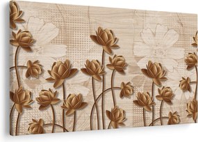 Tablou cu abstracția florilor - maro (90x60 cm)