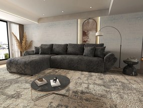 Colțar extensibil dumonde cu ladă de depozitare si sezut confortabil din spuma high-density, Berlin XL Euphoria Negru 350x185 cm