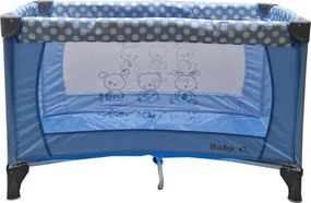 Patut Pliabil si Tarc copii Baby Care™ PRO FMG, 120X60 cm, 2 Niveluri de inaltime, Cu geanta transport inclusa, Plasa insecte, Albastru