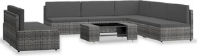 vidaXL Set mobilier de grădină, 7 piese, gri, poliratan