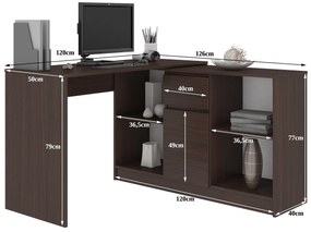 Masă PC de colț Cuidar (wenge). 1117054