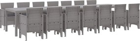 vidaXL Set de masă de grădină cu perne cu pernă 15 pcs Gri deschis PP