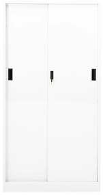 Dulap de birou cu usa glisanta, alb, 90x40x180 cm, otel Alb, 1, Alb