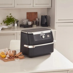 Friteuza dubla cu aer cald Ninja AF500EU, 10.4 L, 7 programe, Timer, Zone independente, Negru