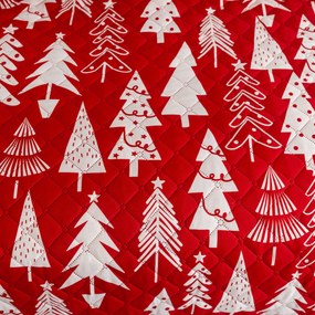 Patura rosie pentru pat CHRISTMAS TREES Dimensiune: 220 x 240 cm