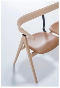 Bancă din lemn de stejar Gazzda Ava, șezut din piele