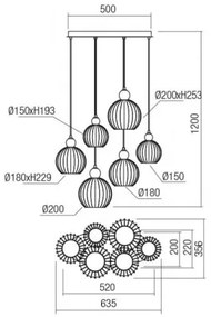 Lustră pe cablu PLUMEN Redo 01-2070 6xE14/42W/230V cupru