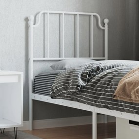 373962 vidaXL Tăblie de pat metalică, alb, 75 cm
