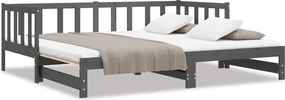 vidaXL Pat de zi extensibil, gri, 2x(90x190) cm, lemn masiv de pin