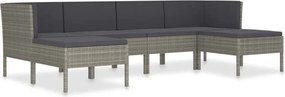 vidaXL Set mobilier de grădină cu perne, 6 piese, gri, poliratan