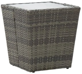 vidaXL Masă de ceai gri 41,5x41,5x43 cm poliratan sticlă securizată