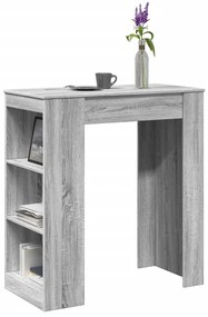 vidaXL Masă bar cu rafturi, gri sonoma, 95x47x103,5 cm, lemn prelucrat