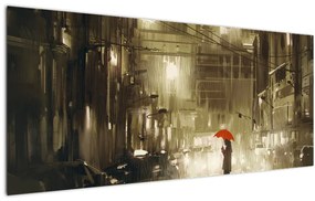 Tablou - Femeie într-o noapte ploioasă (120x50 cm)