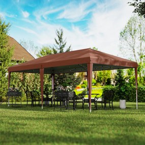 Outsunny Copertină 6 x 3 m cort de grădină pop-up pliabil sac inclus oțel epoxidic Oxford înaltă densitate maro | Aosom Romania