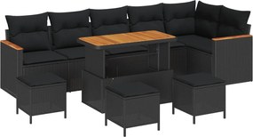 vidaXL Set de canapele pentru grădină 10 pcs Negru Rattan poli