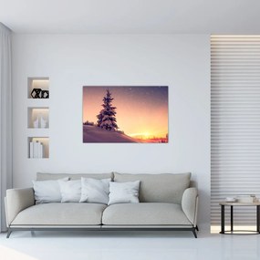 Tablou cu copac înzăpezit pe luncă (90x60 cm)
