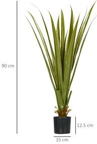 HOMCOM Plantă artificială tip agave în ghiveci, înălțime 90 cm, 16 frunze, interior și exterior, realism ridicat | Aosom Romania